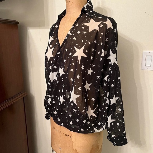 Buffalo By David Bitton Sheer Star Blouse Top - Picture 4 of 6
